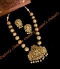 Temple style Lord Shiva Parivaar terracotta necklace set w/earrings 